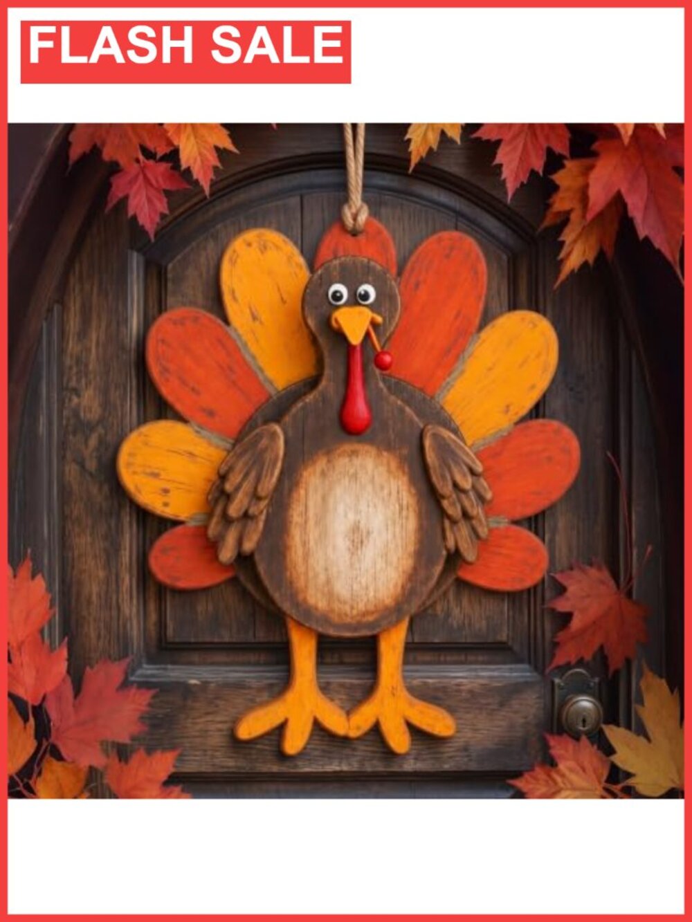 Yalikop 3D Wooden Turkey Thanksgiving Door Sign Fall Home Decor